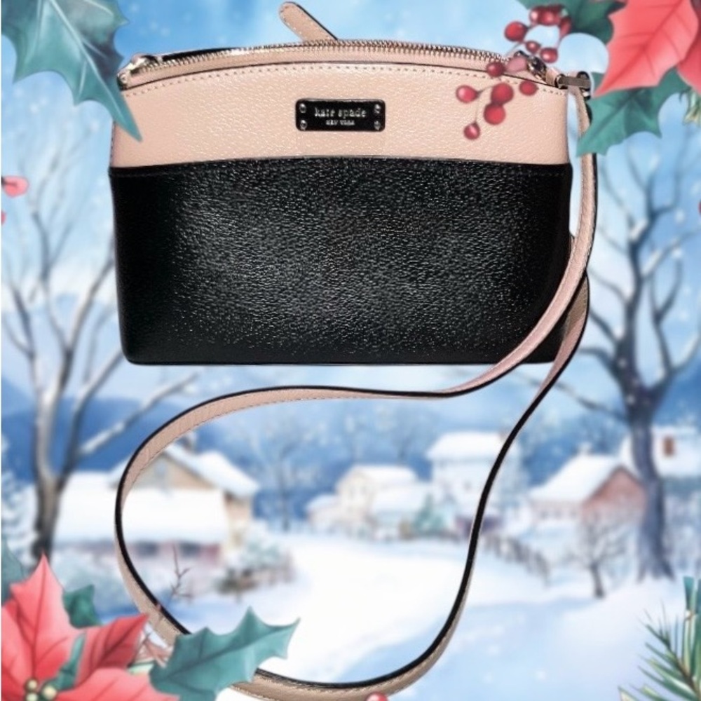 Kate Spade Leather Black & Pink Crossbody Bag Pebbled Adjustable Strap NWOT - Picture 5 of 16